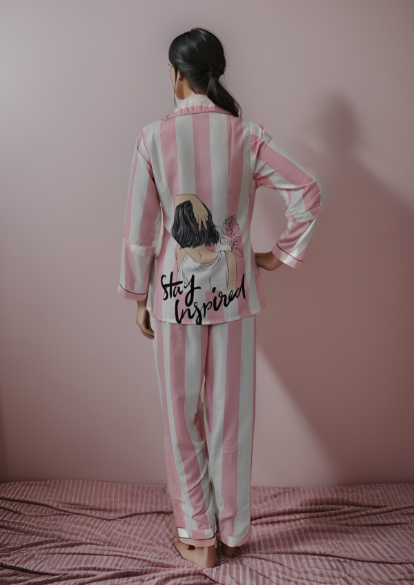 Women Pink Printed Nightwear Pyjama Set - Image 2