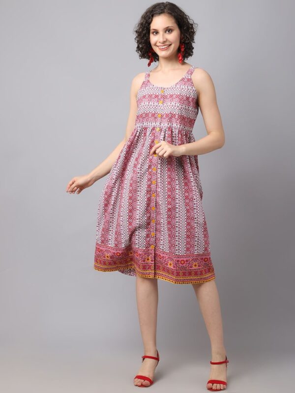 Women’s Red Geometric Printed Dress