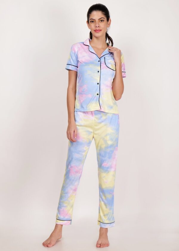 Colorful Printed Night Suit Set For Women
