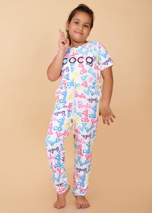 Girls Printed Half Sleeves T-shirt with Jogger