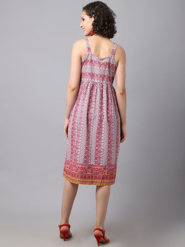 Women’s Red Geometric Printed Dress - Image 2