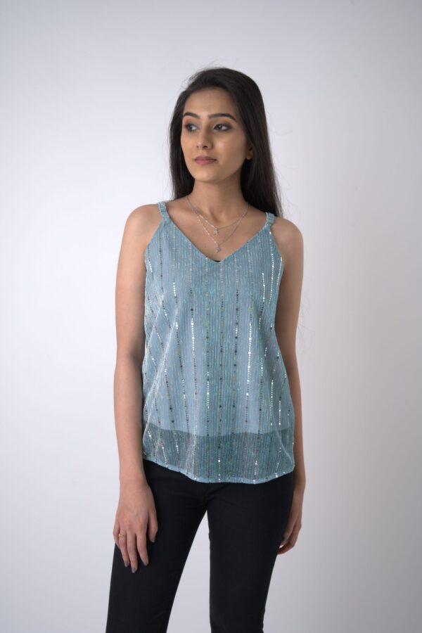 Net Fabric Sequin Top - Image 2