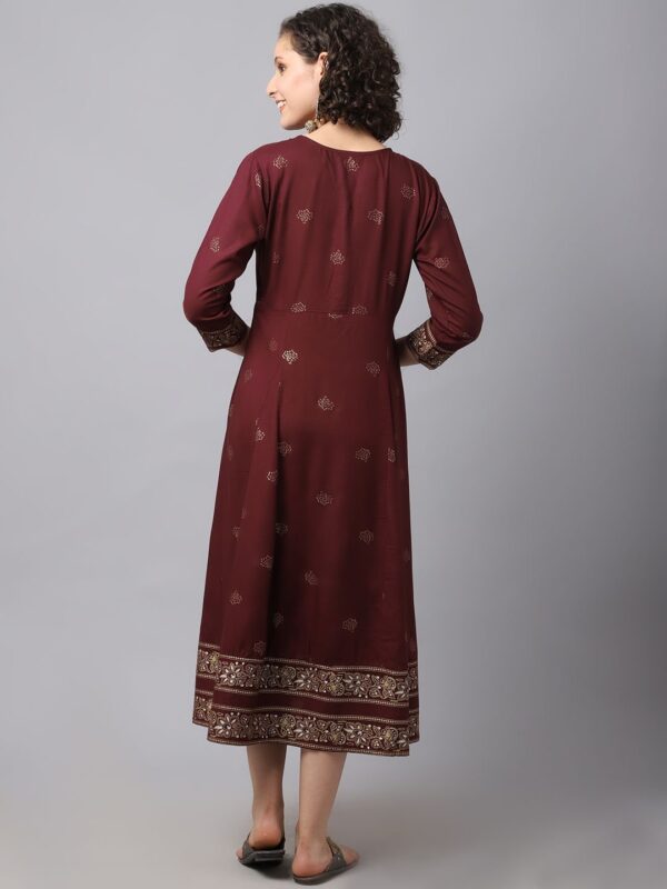 Women’s Women Maroon Ethnic Motifs Printed Kurta Dress - Image 2