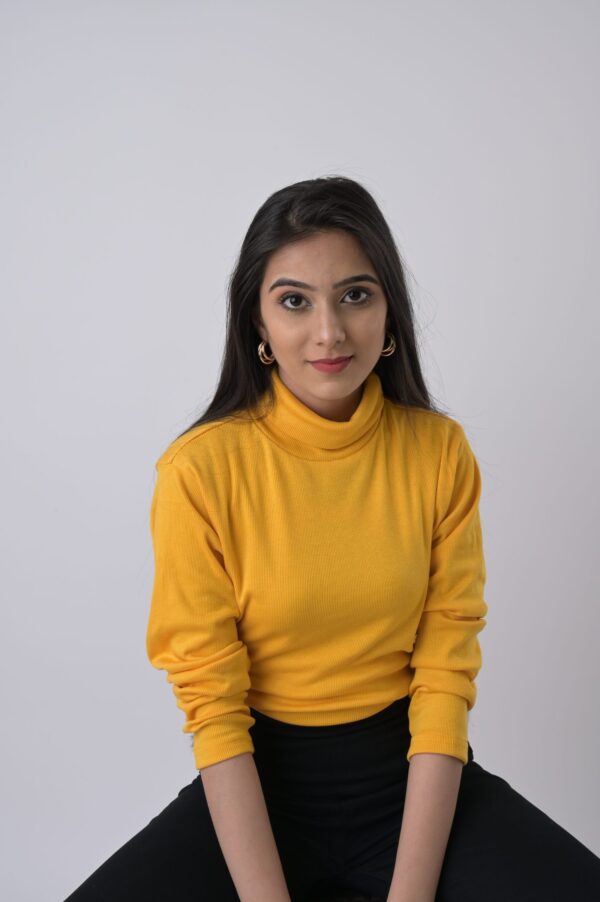 Women’s Rib Fabric High Neck Full Sleeve Top - Image 2