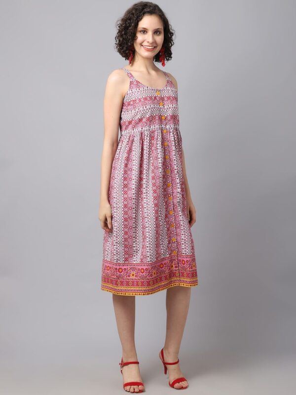 Women’s Red Geometric Printed Dress - Image 3
