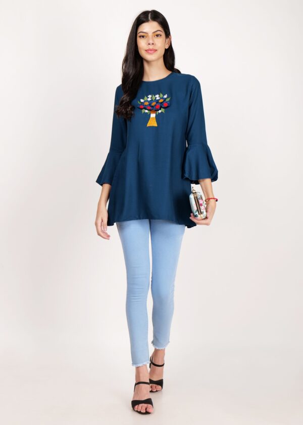 Women Premium Navy Blue Top - Image 3