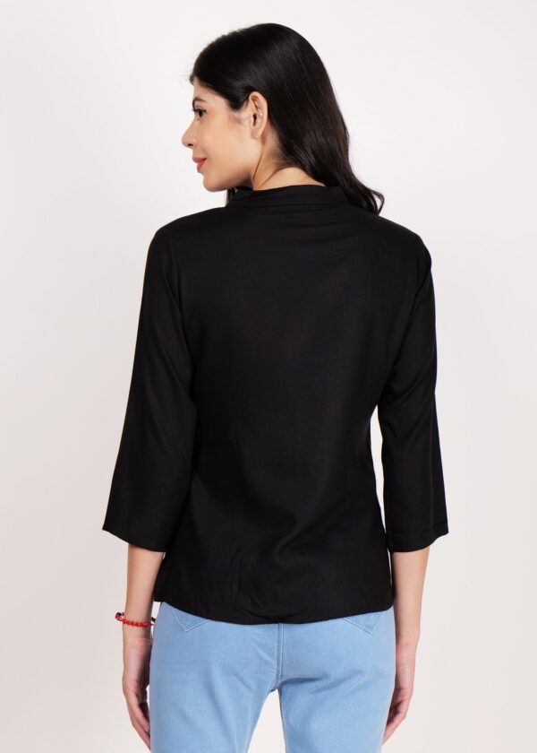 Women Premium Soft Georgette Black Floral Premium Top - Image 3