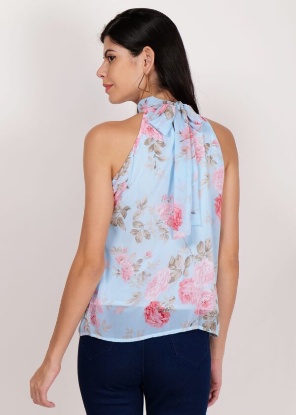 Women Premium Soft Georgette Sky Blue Premium Top - Image 3