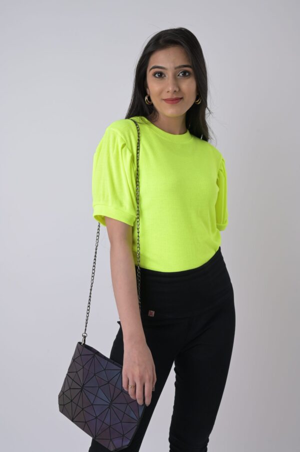 Rib fabric Full Sleeve High Neck Top - Image 3