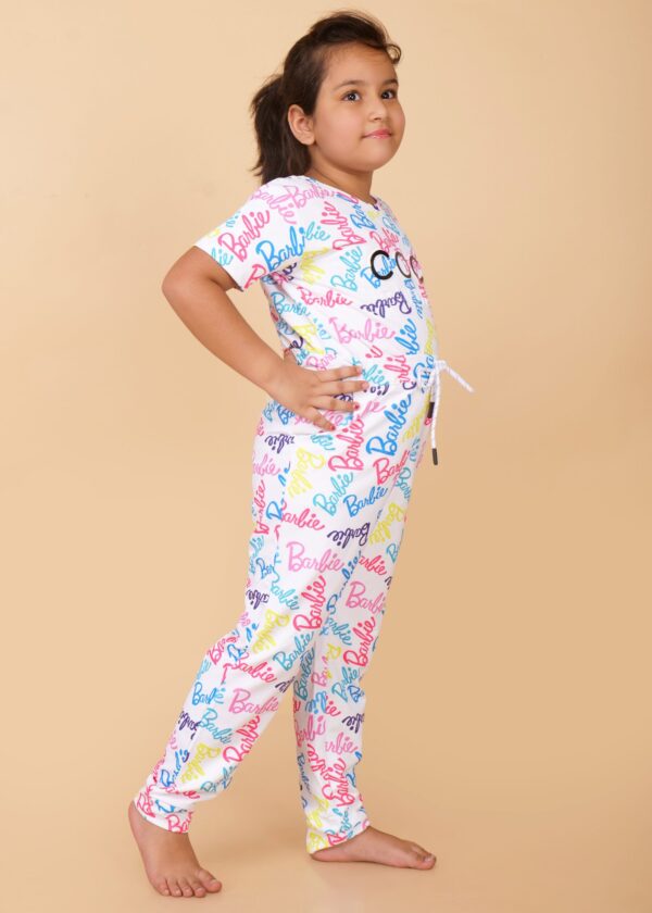 Girls Printed Half Sleeves T-shirt with Jogger - Image 2