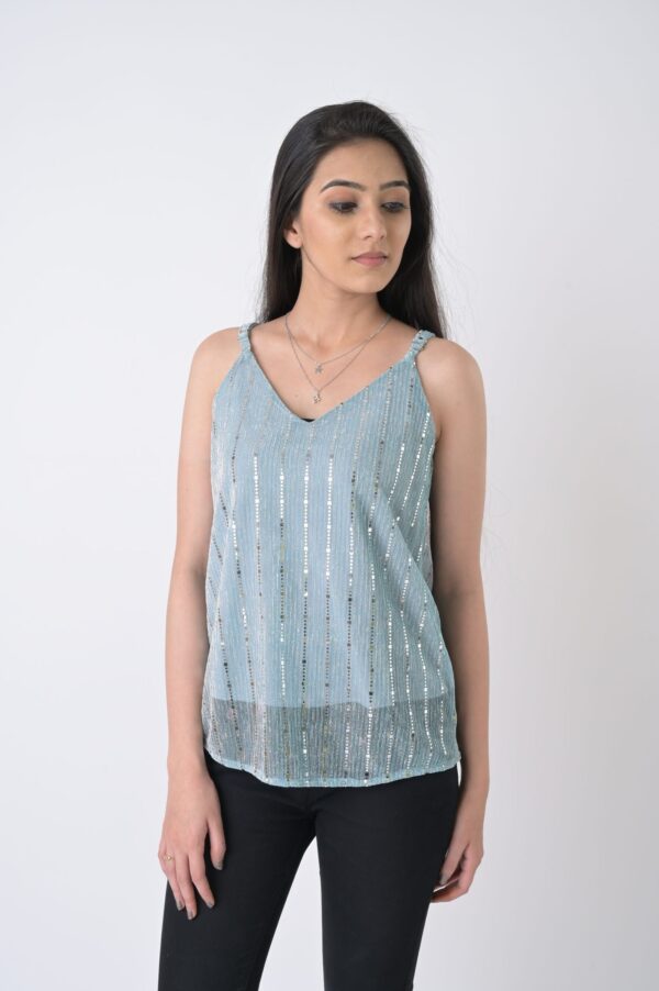 Net Fabric Sequin Top - Image 4