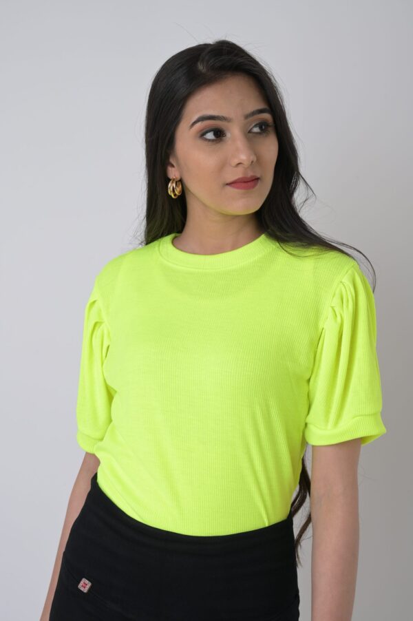 Rib fabric Full Sleeve High Neck Top - Image 4