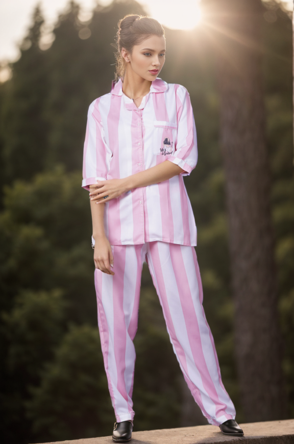 Women Pink Printed Nightwear Pyjama Set - Image 5