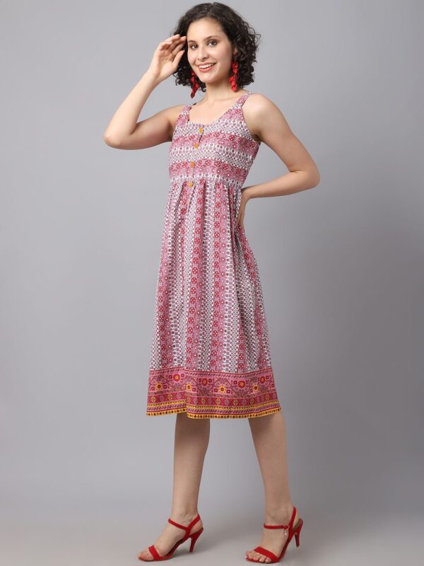 Women’s Red Geometric Printed Dress - Image 5