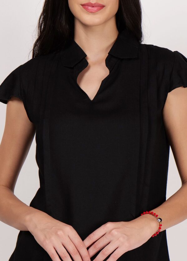 Women Premium Stylish Top Collered/Deep V Neck Formal/Solid Pattern Short Sleeve - Image 5