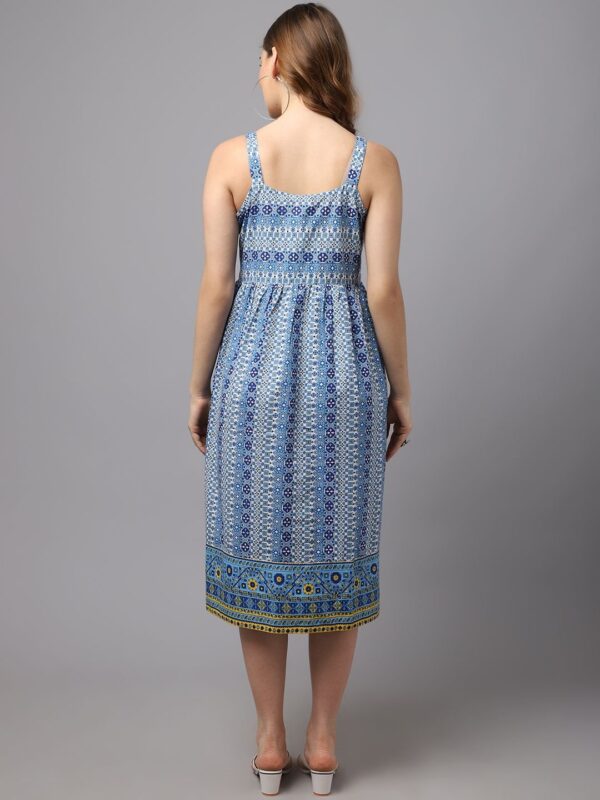 Women’s Blue Geometric Printed Dress - Image 6