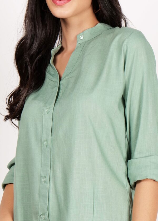 Premium Shirts for Women Stand Collar Button Front Regular Fit Solid Casual Top - Image 6