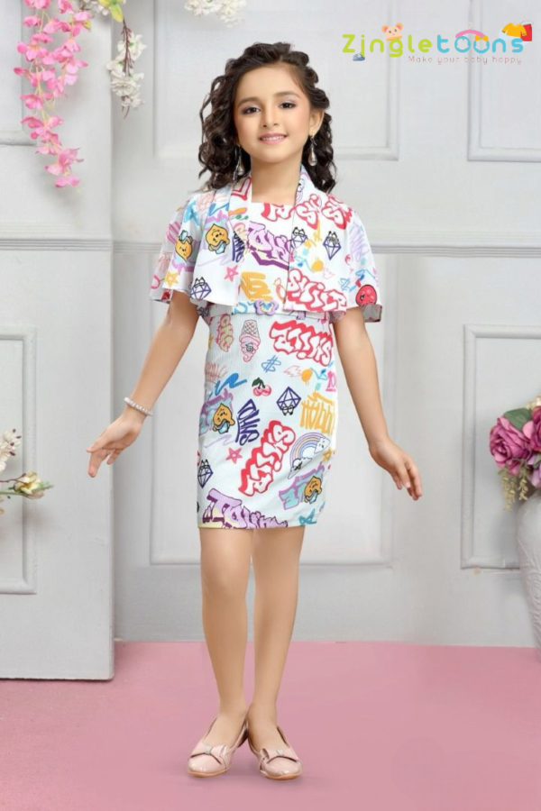 Multicolor Printed Dress For Kids