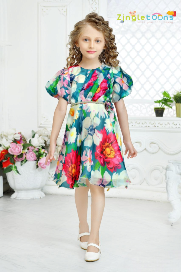 DODO Floral Printed Ruffel Pattern Baby Girl Frock