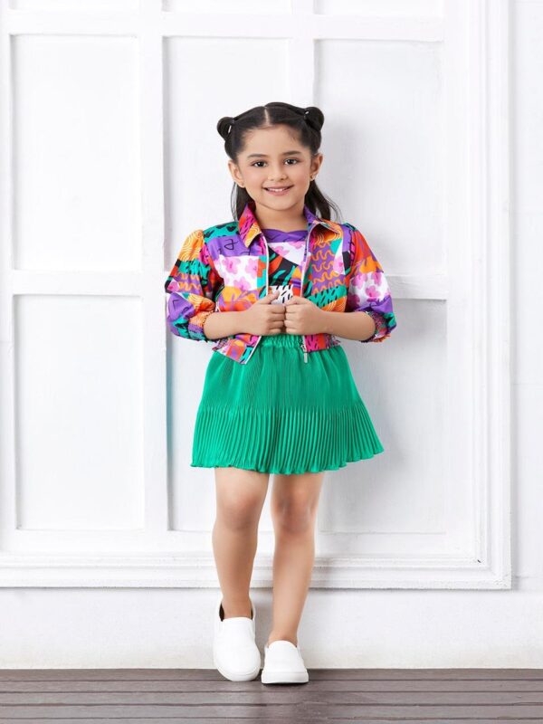 Girls Printed Top with Skirt